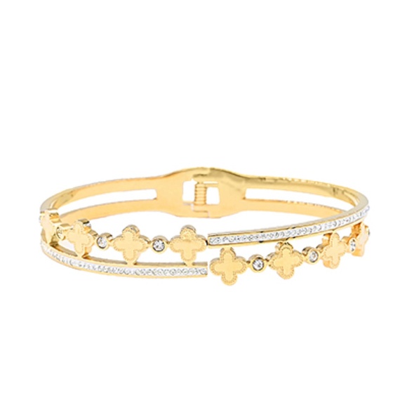 Layered Clover Bangle Bracelet - Picture 1 of 1